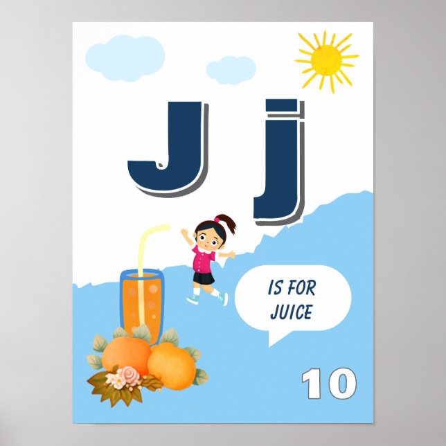 Colourful Alphabet Learning Poster Letter J (Front)