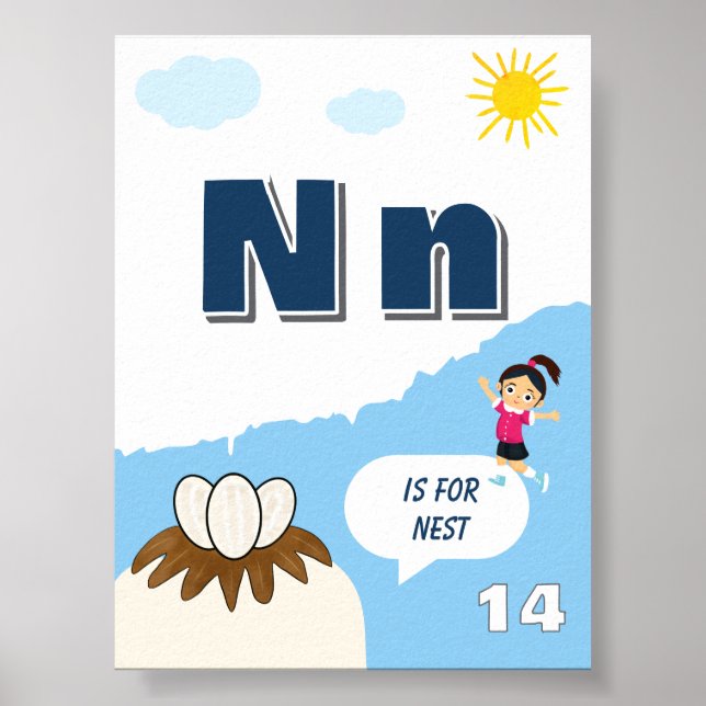 Colourful Alphabet Learning Poster Letter N (Front)