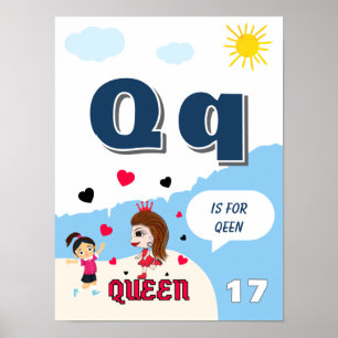 Colourful Alphabet Learning Poster Letter Q