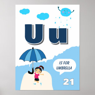 Colourful Alphabet Learning Poster Letter U