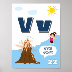 Colourful Alphabet Learning Poster Letter V
