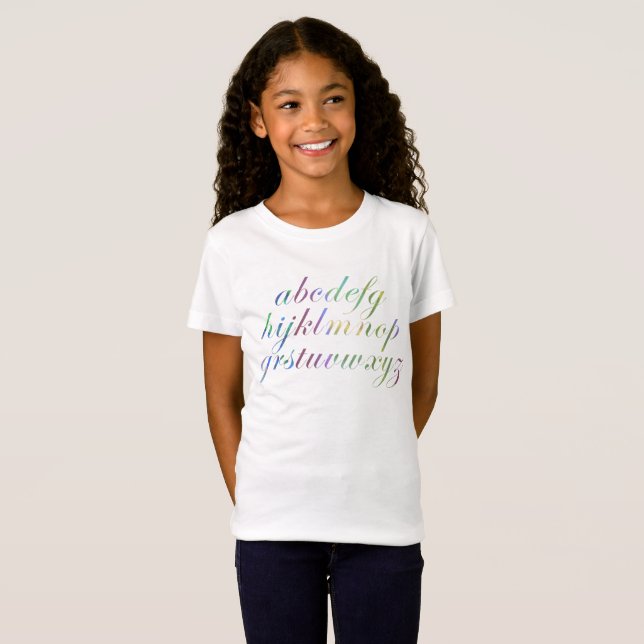 Colourful Alphabet Lettering Typography T-Shirt (Front Full)