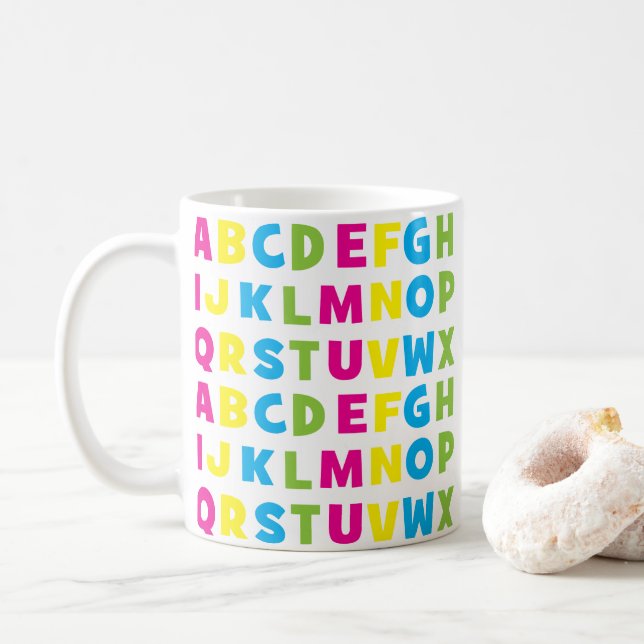 Colourful Alphabet Letters  Coffee Mug (With Donut)