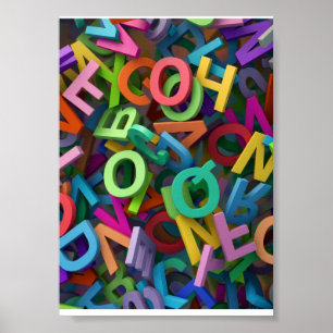 Colourful Alphabet Letters Typography Playful Lear Poster