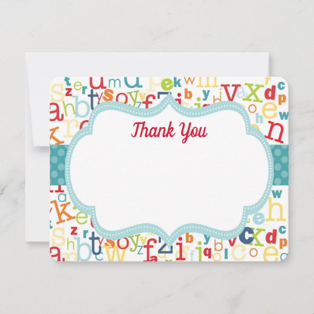 Colourful Alphabet Thank You Note (Front)