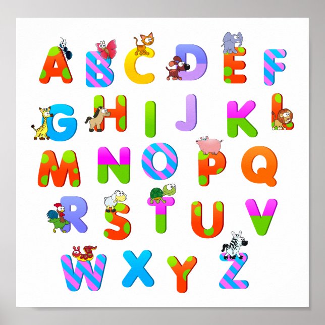 Colourful Alphabetical Letters Poster (Front)