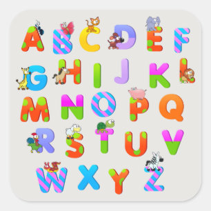 Colourful Alphabetical Letters Square Sticker