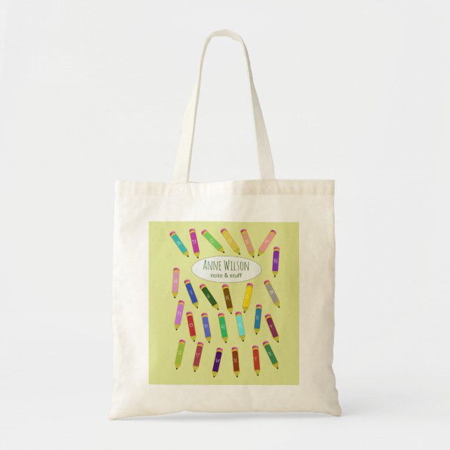  Colourful Alphabetical Pencils design Tote Bag (Front)
