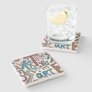 Colourful Alphabets Stone Coaster