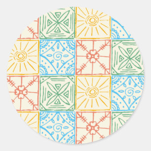 Colourful Amalfi style tile seamless pattern Classic Round Sticker
