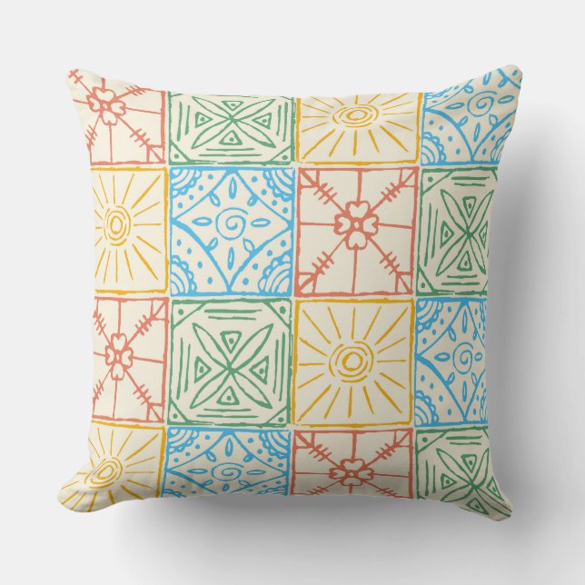 Colourful Amalfi style tile seamless pattern Cushion (Front)