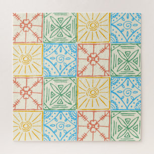 Colourful Amalfi style tile seamless pattern Jigsaw Puzzle