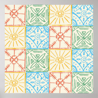 Colourful Amalfi style tile seamless pattern Poster