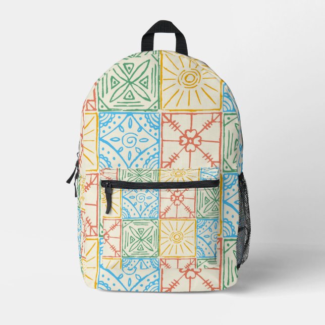 Colourful Amalfi style tile seamless pattern Printed Backpack (Front)