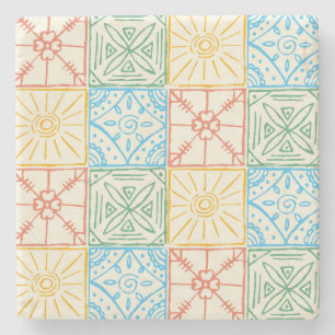 Colourful Amalfi style tile seamless pattern Stone Coaster