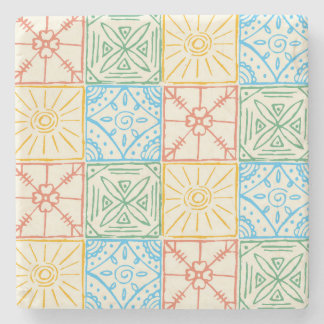 Colourful Amalfi style tile seamless pattern Stone Coaster