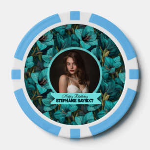 Colourful Amaryllis Fifty Birthday Gift For Women Poker Chips