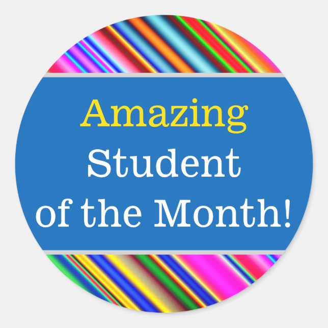 Colourful "Amazing Student of the Month!" Sticker (Front)