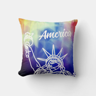 Colourful America Statue of Liberty Patriotic Cushion