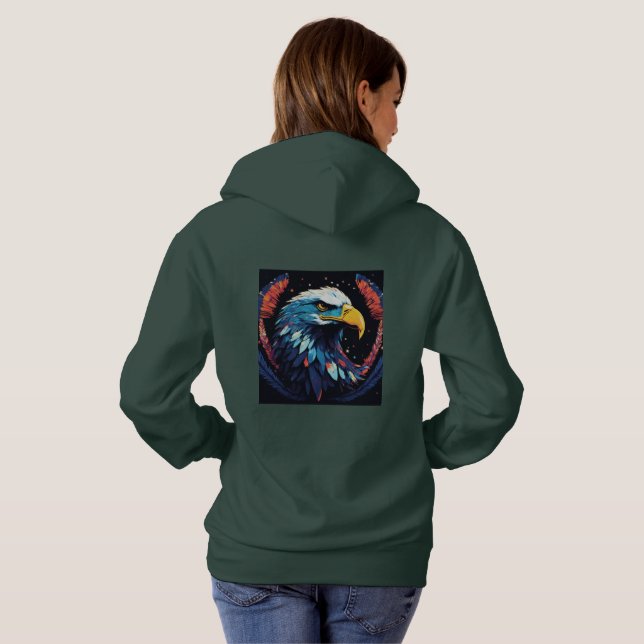 Colourful American Eagle Patriotic T-Shirt Design Hoodie (Back Full)