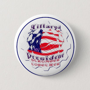 Colourful American Flag Colours Hillary for USA Pr 6 Cm Round Badge