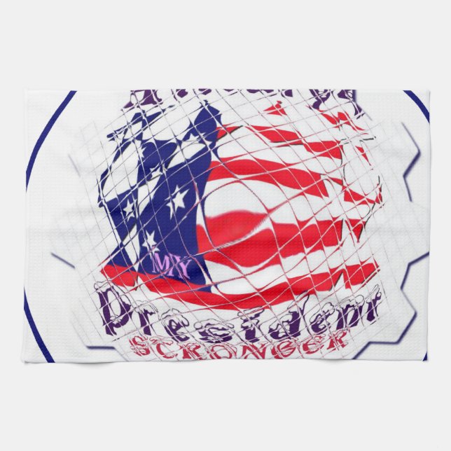 Colourful American Flag Colours Hillary for USA Pr Tea Towel (Horizontal)