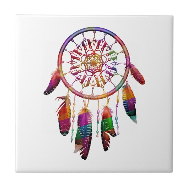 Colourful American Indian Dreamcatcher Tile (Front)