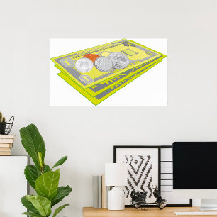 Colourful American Money Cash and Coins Poster