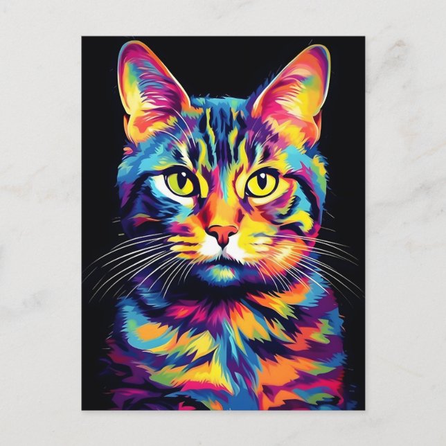 Colourful American Shorthair Cat Postcard (Front)