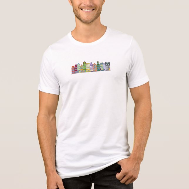 Colourful Amsterdam Row Houses Tri-Blend Shirt (Front)
