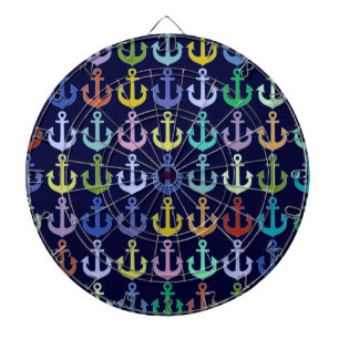 Colourful Anchor Pattern Navy  Dartboard