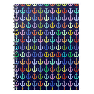 colourful anchor pattern navy design notebook