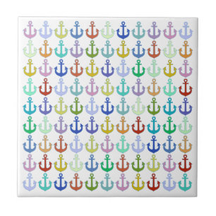 colourful anchor pattern navy design tile