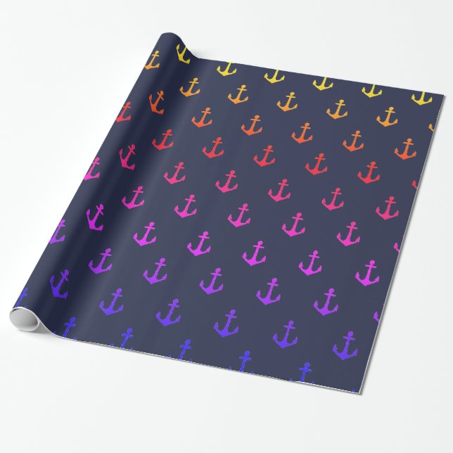 Colourful Anchors Wrapping Paper (Unrolled)