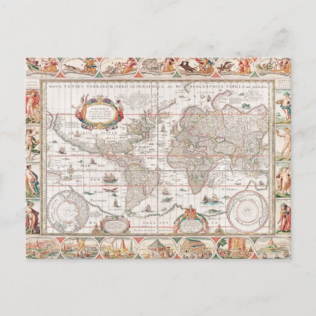 Colourful Ancient World Map Postcard (Front)