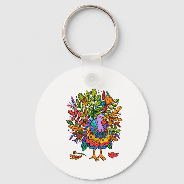 Colourful and amazing funny turkey styled key ring (Front)