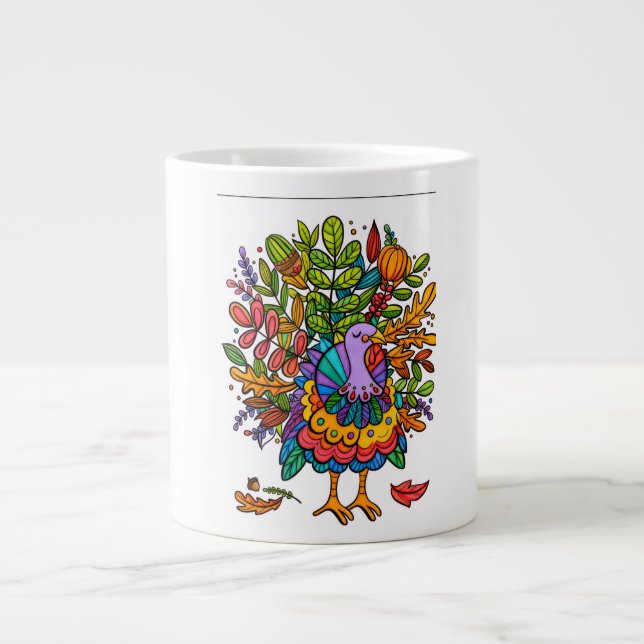 Colourful and amazing funny turkey styled large coffee mug (Front)