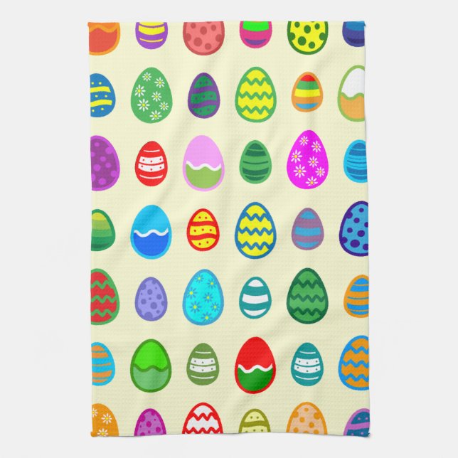 Colourful and beautiful Easter egg pattern Tea Towel (Vertical)