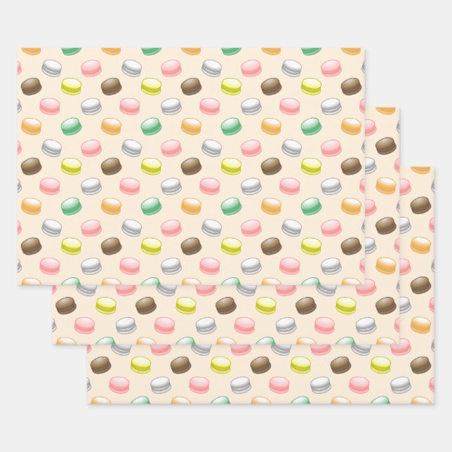 Colourful and Beautiful Macarons Wrapping Paper Sheet (Set)