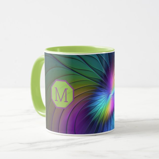 Colourful And Blue Modern Abstract Fractal Monogra Mug (Front Left)