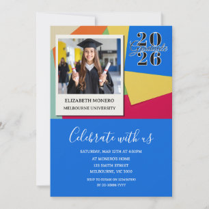 Colourful and Bold Graduation Photo Invitation