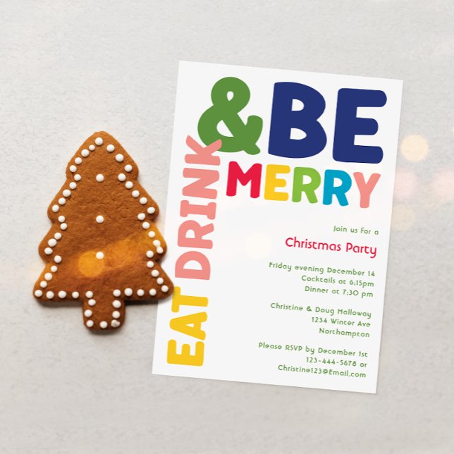 Colourful and Bright Eat Drink And Be Merry Party Invitation (Creator Uploaded)
