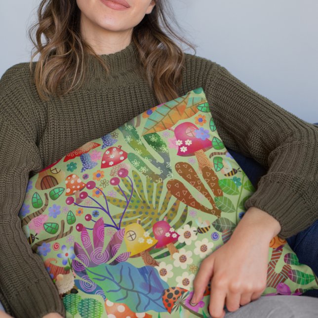 Colourful and Bright Enchanted Woodland Forest Cushion (Creator Uploaded)