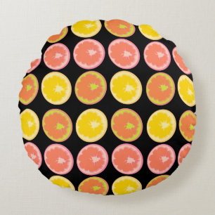 Colourful and Bright GrapeFruit Slices  Round Cushion