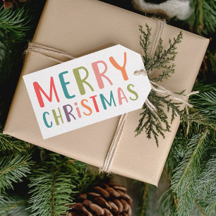Colourful and Bright Merry Christmas Family Gift Tags