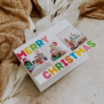 Colourful and Bright Merry Christmas Folded 3 Phot Holiday Card<br><div class="desc">Capture the joy and magic of the holiday season with this unique and festive, colourful and bright Merry Christmas folded 3 photo holiday card. Its simple yet fun design features a rainbow colour palette of red, green, yellow, blue, orange, and pink, creating a vibrant and cheerful atmosphere. The creative and...</div>