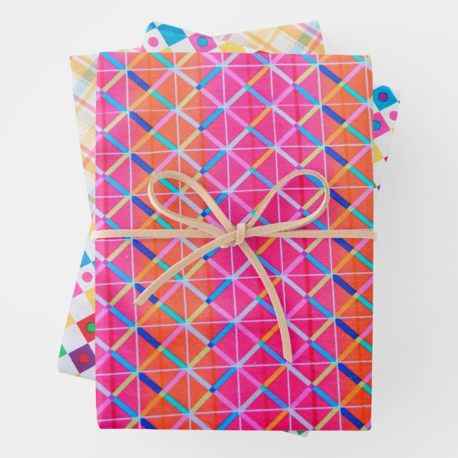 Colourful and bright patterns wrapping paper sheet (In situ)