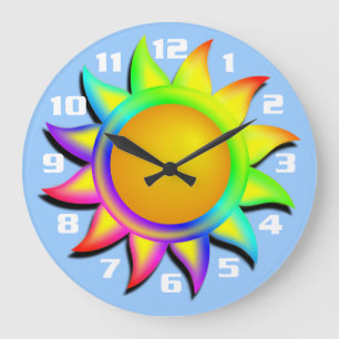 Colourful and Bright Sunshine Sky Blue Background Large Clock