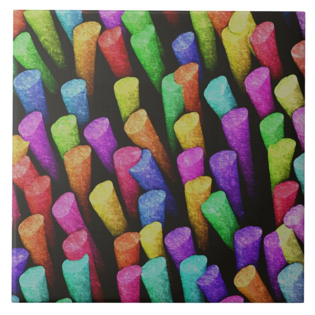 Colourful and Cheerful Painterly Chalk Pattern  Tile (Front)