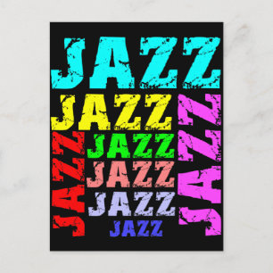 Colourful and cool jazz postcard